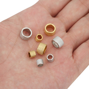 Stainless Steel Antique Sand Gold Frosted Beads Large Hole DIY Jewelry Spacer Round Simple Style WLL264 - Product Image 4