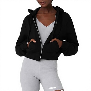 2026 Online Best Selling <b>Winter</b> Casual Women's Breathable Hooded Crop <b>Top</b> Hoodies Front Logo Spandex/Cotton Canvas Material - Product Image 4