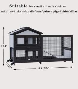 Cage à lapins extérieure et intérieure à 2 étages, poulailler, cage à cochon d'Inde sur roues, cage à lapins avec <span class=keywords><strong>toit</strong></span> imperméable - Product Image 3