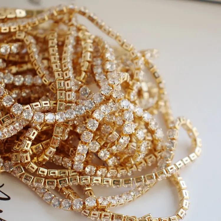 NANA high quality 14k italian gold plated chain, brass gold zircon stone chain necklace