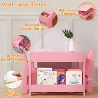 Ensemble table et chaises en bois pour enfants avec rangement, plateau amovible, bureau d'activités pour tout-petits pour dessiner, lire, salle de jeux, chambre d'enfant
