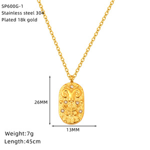 Collar con Colgante de Zirconia Zodiacal, Chapado en Oro de 18K, Acero Inoxidable, Resistente al Agua, PVD, Antideslustre, Elegante Joyería Astrológica, Regalo - Product Image 4