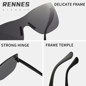 Lunettes de soleil unisexes de haute qualité, style œil de chat, protection solaire extérieure, sans monture, UV400, personnalisées, pour la photographie de rue, miroir Rennes - Product Image 6