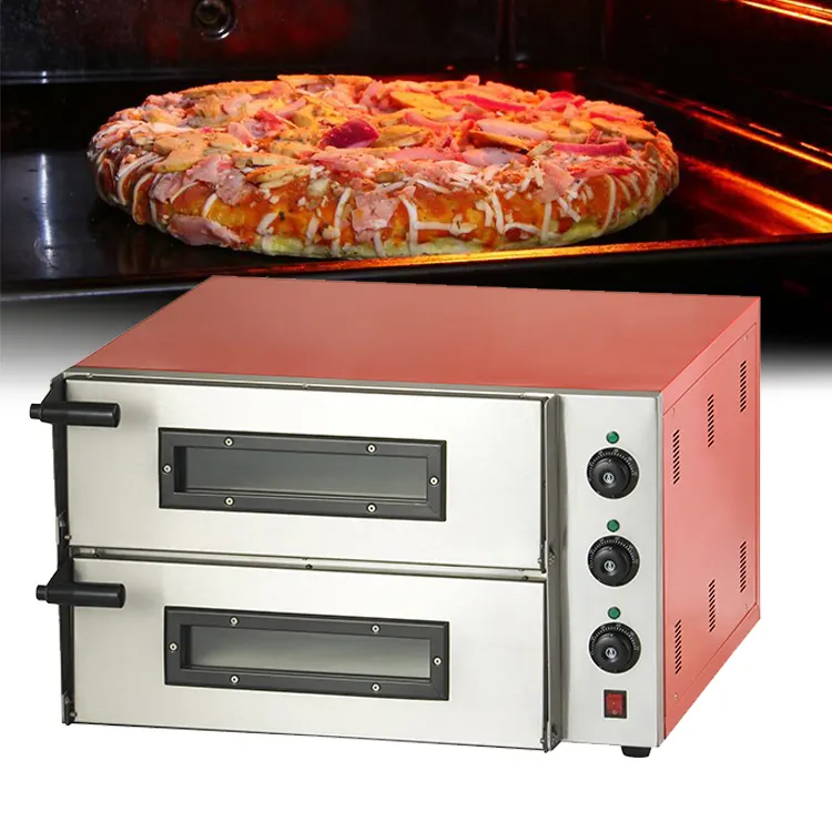 Restaurante Profissional Counter Top Duplo Decks Máquina De Pizza De Equipamentos De Padaria Forno De Pizza Elétrico De Alto Calor