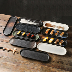 Plato Plano de Cerámica Japonesa de 12 Pulgadas, Rectangular Ovalado, para Servir Sushi, Vajilla para Cocina Occidental y Repostería, para Uso en el Hogar y Restaurantes - Product Image 1