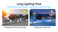 Lampadaire solaire LED 3000K/4000K/6000K tout-en-un, étanche IP65, détecteur de mouvement PIR, certifié CE, éclairage extérieur pour routes