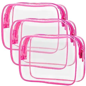 Transparent Clear PVC Toiletry Bag Travel Makeup Bag Zipper Cosmetic Pouch Carry On Flight Liquid Bag For Women and Men