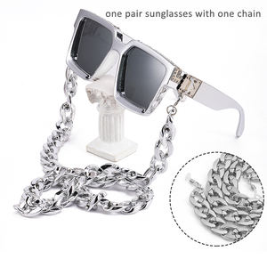 <span class=keywords><strong>2025</strong></span>年特大高級ミリオネアダイヤモンドフレームサングラスチェーン付き男性用シェードカスタムロゴデザイナースクエアサングラス - Product Image 3