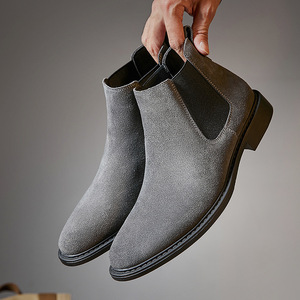 Semelle intérieure en caoutchouc pour hommes, style britannique, cuir véritable, daim, <span class=keywords><strong>nubuck</strong></span>, conception plate, décontracté, western, adapté à l'hiver - Product Image 2
