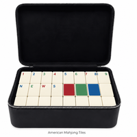 Boîte de rangement pour Mahjong en cuir noir, doublure en velours noir, fermeture éclair argentée, étui spacieux pour tuiles, logo personnalisé, vente en gros OEM