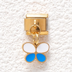 Pulseras de Charms Italianos de Acero Inoxidable con Baño de Oro PVD de 18K, con Colgante, Ojo de Diablo y Mariposa Colorida - Product Image 5