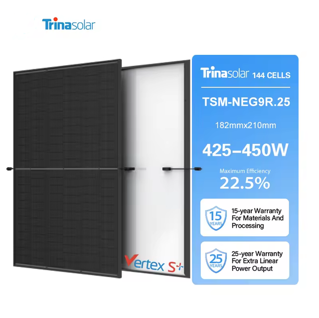 Trina 450 Watt Mono PV Modules Vertex S+ TSM-NEG9R.25 425W 430W 435W 440W 445W All Black 450w Trina Solar Panels