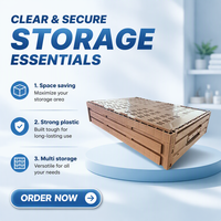 Caisse en plastique peu profonde pliable, aspect bois, ventilée, empilable, panier de présentation de fruits pliable, taille personnalisée