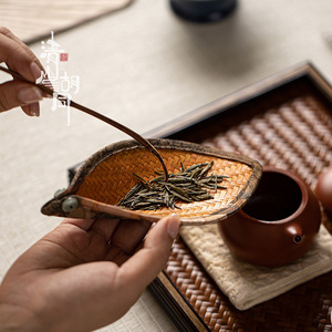Bamboo Woven <b>Tea</b> Scoop Oval Shape Handmade Retro <b>Tea</b> <b>Set</b> Accessory For Kung Fu <b>Tea</b> - Product Image 3