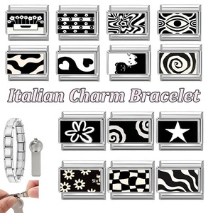 Bracelet modulaire italien multifonctionnel en acier inoxydable, style étoile à cinq branches, fait main, électroplaqué - Product Image 3