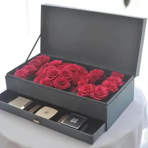 Großhandel Custom I Love U Flower Rose Box Doppels chicht mit Verpackung Flower Box Square mit Schublade