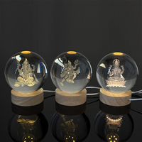 Boule de cristal personnalisée du dieu hindou Ganesh, gravée au laser 3D, veilleuse religieuse, décoration de boule de verre, cadeaux souvenirs MH-Q0285