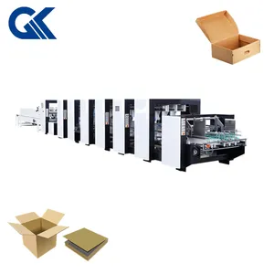 GAOKE Automatic 4 and 6 corner corrugated paper carton chips box crash lock bottom folding gluing machine(GK-1600-PCS-S)