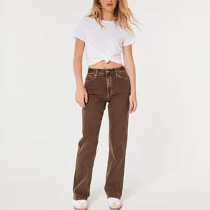 Stretch régulier de haute qualité pour pantalon beige droit à taille haute pour femme - Product Image 6