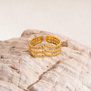 European American Style Stainless Steel <b>Ring</b> 18K Gold Plated Geometric Design Women's Jewelry Gift - Product Image 4