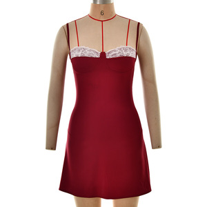 Vestido Corto de Satén con Encaje y Espalda Descubierta para Mujer, Corte Ajustado, Informal, para Banquete o Cita - Product Image 5