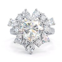 Bague de fiançailles en forme de cœur Mlluki Moissanite en argent sterling 925 10*10 4,0 Ct pour femme