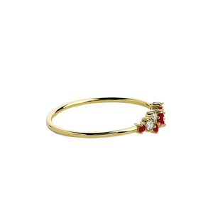 Sang Trọng Phổ Biến 14K Vàng Mạ Của Ruby Và Kim Cương Cụm Nhẫn 925 Sterling Bạc Phụ Nữ Zirconia Đồ Trang Sức Mỹ Nhẫn - Product Image 4