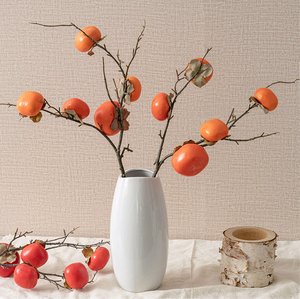 Branches de fleurs de kaki artificielles, fruits, arbres, nouveau style chinois, décorations de salon, décoration d'<span class=keywords><strong>arbre</strong></span> de kaki artificiel - Product Image 3