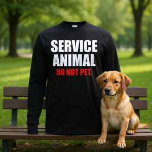 T-shirt a maniche lunghe con stampa 'Service Animal Do Not Pet' per gli amanti degli animali - Product Image 3