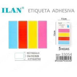 Etichetta Adesiva Ilan 33x102mm Rettangolare, 4 Etichette per Foglio, Confezione da 5 Fogli - Product Image 1