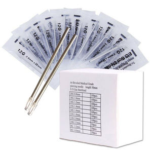 <span class=keywords><strong>Agujas</strong></span> profesionales desechables <span class=keywords><strong>de</strong></span> acero inoxidable para Piercing corporal, 10G-20G, venta al por mayor - Product Image 1