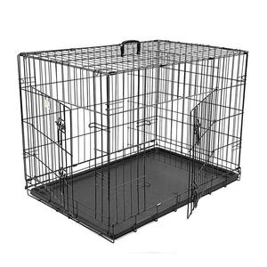 Hot-selling Drop Shipping Dog House Cage Black Metal Wire Big Pet Kennels Dog Cage With <strong>Plastic</strong> <strong>Tray</strong>
