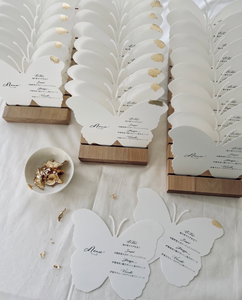 การ์ดเมนูผีเสื้อทำจากกระดาษผ้าฝ้ายสำหรับงานแต่งงานเจ้าสาว - Product Image 4