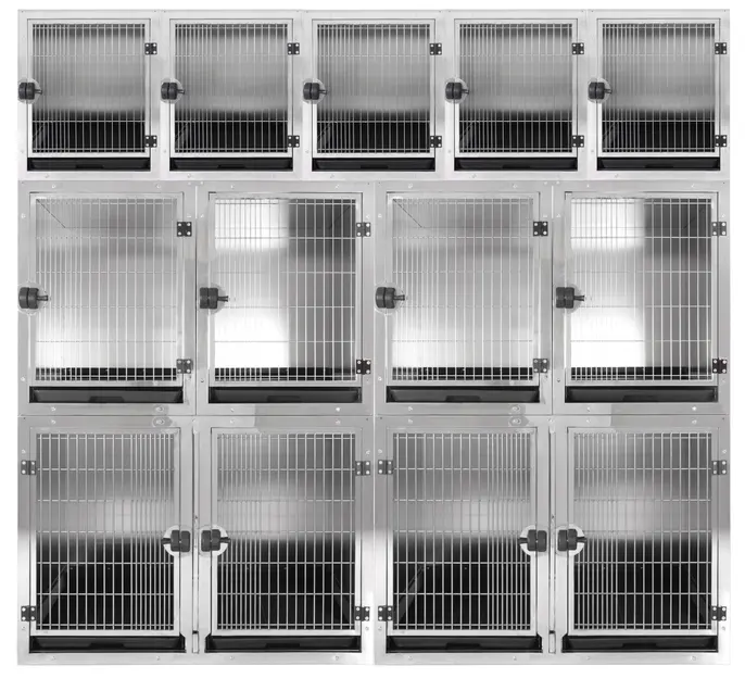 KA-505-304 faltbarer Haustier-Edelstahl-modularer Hunde käfig mit festen Wänden