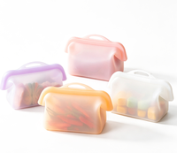 Sacs de conservation alimentaire en silicone réutilisables, sacs de conservation alimentaire en silicone à large ouverture et à double poignée, sacs en silicone alimentaire personnalisables