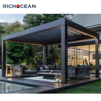 Pergola électrique en aluminium RICHOCEAN pour maison, auvent réglable imperméable à l'eau pour l'extérieur
