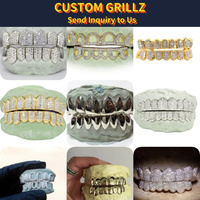 Bijoux hip hop tendance personnalisés Grillz de dents de moissanite en argent sterling 925 glacé VVS diamant taille ronde pour hommes