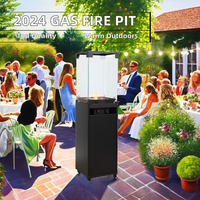 Brasero extérieur moderne de forme carrée, alimenté au gaz GPL, en acier thermolaqué, design autoportant pour terrasse