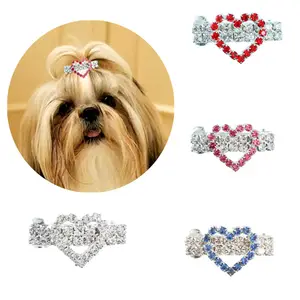 Pinzas para el pelo de niña, Tiara para perro, pinza para el pelo, pasador de diamantes de imitación de cristal para mascotas, accesorios para el cabello