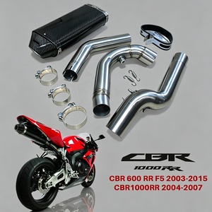 Pot d'échappement pour moto Honda CBR600RR <span class=keywords><strong>CBR</strong></span> <span class=keywords><strong>600</strong></span> RR <span class=keywords><strong>F5</strong></span> 2003-2015 CBR1000RR 2004-2007, système d'échappement avec tuyau de liaison - Product Image 1