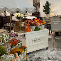 Carrito de Metal Personalizado para Dulces, Carrito Móvil para Venta de Flores, Carrito con Ruedas para Exhibición de Flores, Carrito Portátil para Bodas, Color Personalizado, Alquiler Comercial