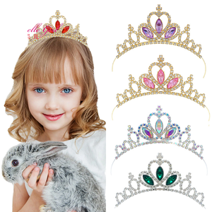 Couronne de princesse pour enfants en alliage métallique plaqué argent, sertie de diamants, nouvelle conception, pour mariage, fiançailles, anniversaire - Product Image 1