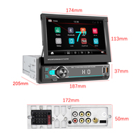 Lecteur MP5 pour voiture Podofo 7'' 1Din, autoradio télescopique, double USB, charge rapide, lumières colorées, BT, FM, EQ, vente en gros