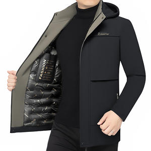Зимняя деловая повседневная мужская длинная куртка с подкладкой из полиэстера, новое модное пальто для папы среднего возраста, плотная сырая обработка - Product Image 1
