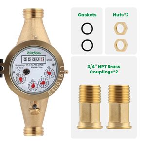 Watflow DN20 3/4 \ "NPT真鍮マルチジェット水平水道メーターIP67保護冷水流量メーター庭用 - Product Image 2