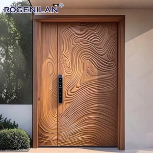 Puerta Principal de Entrada de Aluminio Tallada en 3D Minimalista Rogenilan, Puertas de Seguridad Exteriores Antirrobo para Villas - Product Image 2