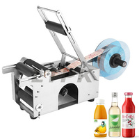 LTPK MT50D Machine d'étiquetage de bureau semi-automatique pour cosmétiques, eau, colle froide, sirop, huile essentielle, PVC, bouteilles rondes en plastique pour animaux de compagnie