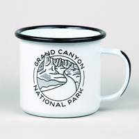 Promotion des ventes en gros tasse en métal émaillé jaune blanc tasses en céramique logo personnalisé impression tasse en émail par sublimation