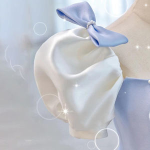 Personalizado de lujo elegante Sexy cuello barco detrás del arco largo <span class=keywords><strong>Prom</strong></span> Puff mangas vestido de noche nupcial vestidos - Product Image 6