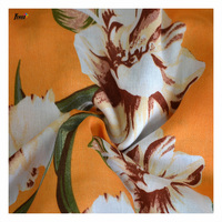 Shaoxing Usine Rayonne Impression Conception Personnalisée Blanc Grande Fleur Imprimé Tissu Pour Robe au Pérou